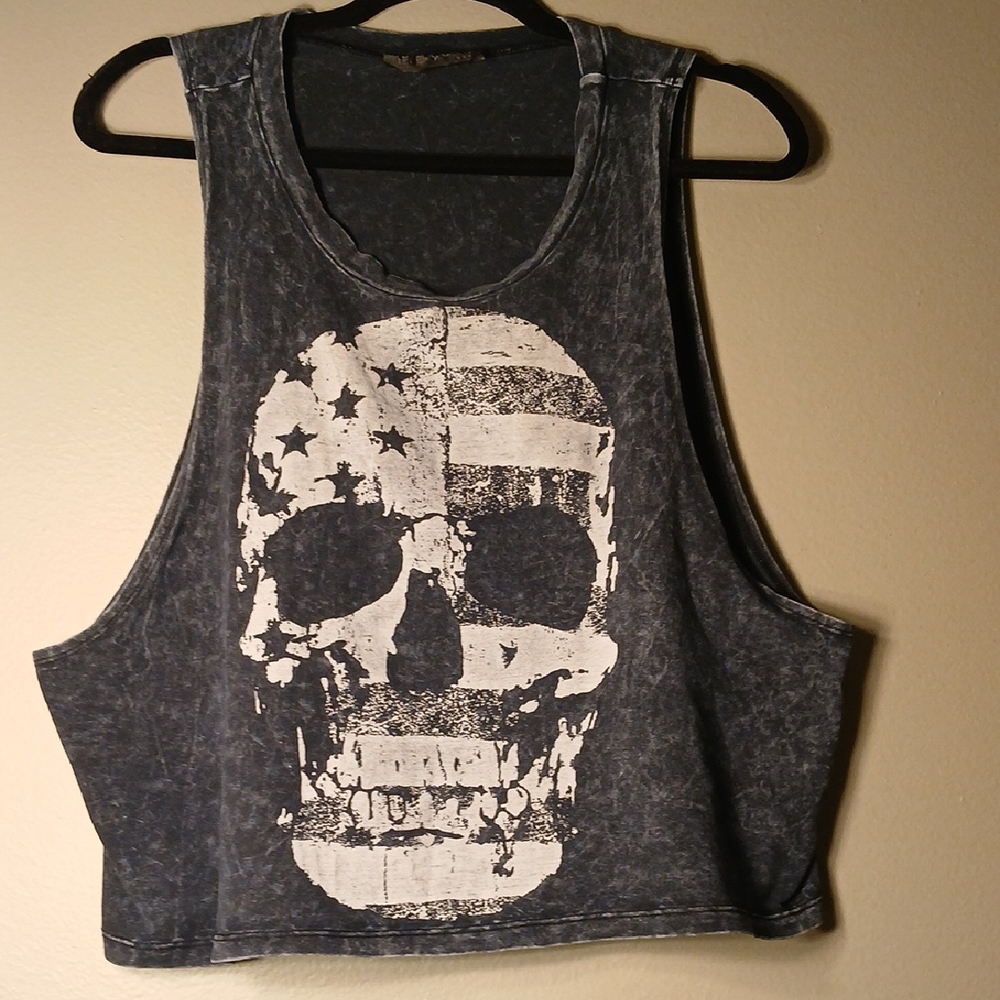 Milkyway  Skull Graphic Tank Top Large Black
